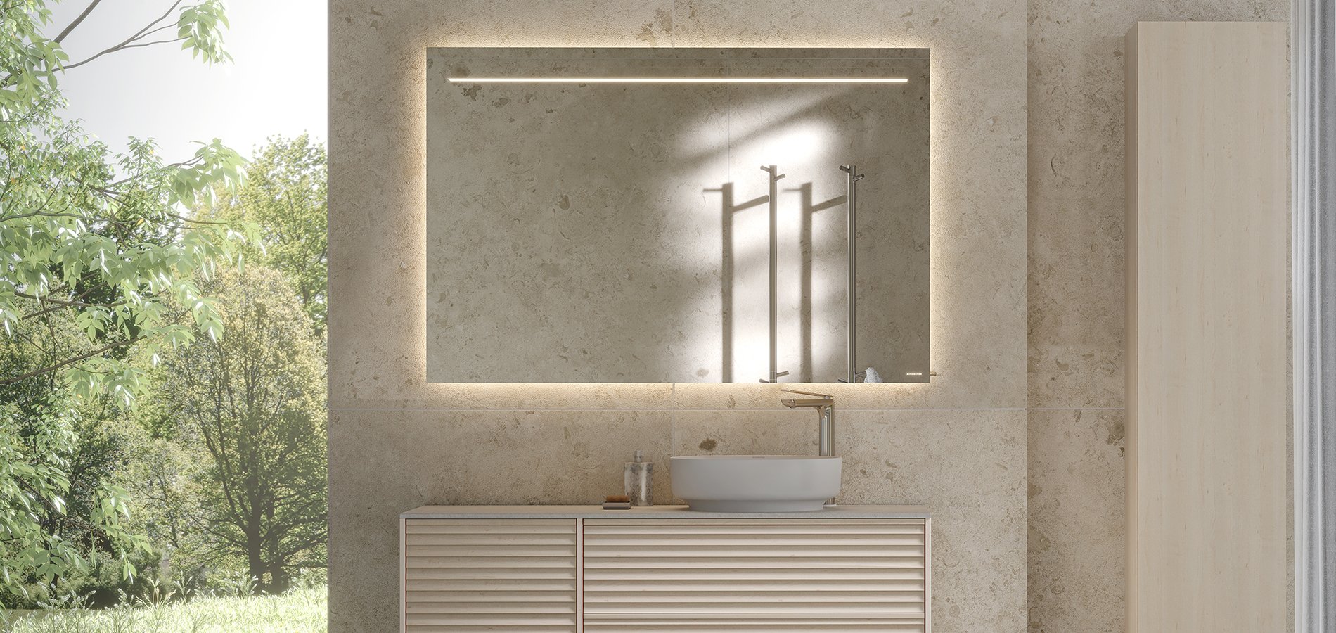 Epos vaskeskab i hvid ask med Jalusi-front