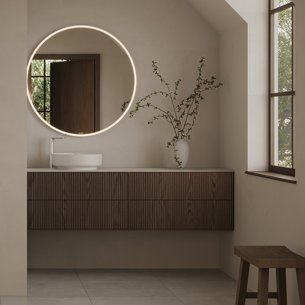 Epos vaskeskab i brun ask med Svall-front