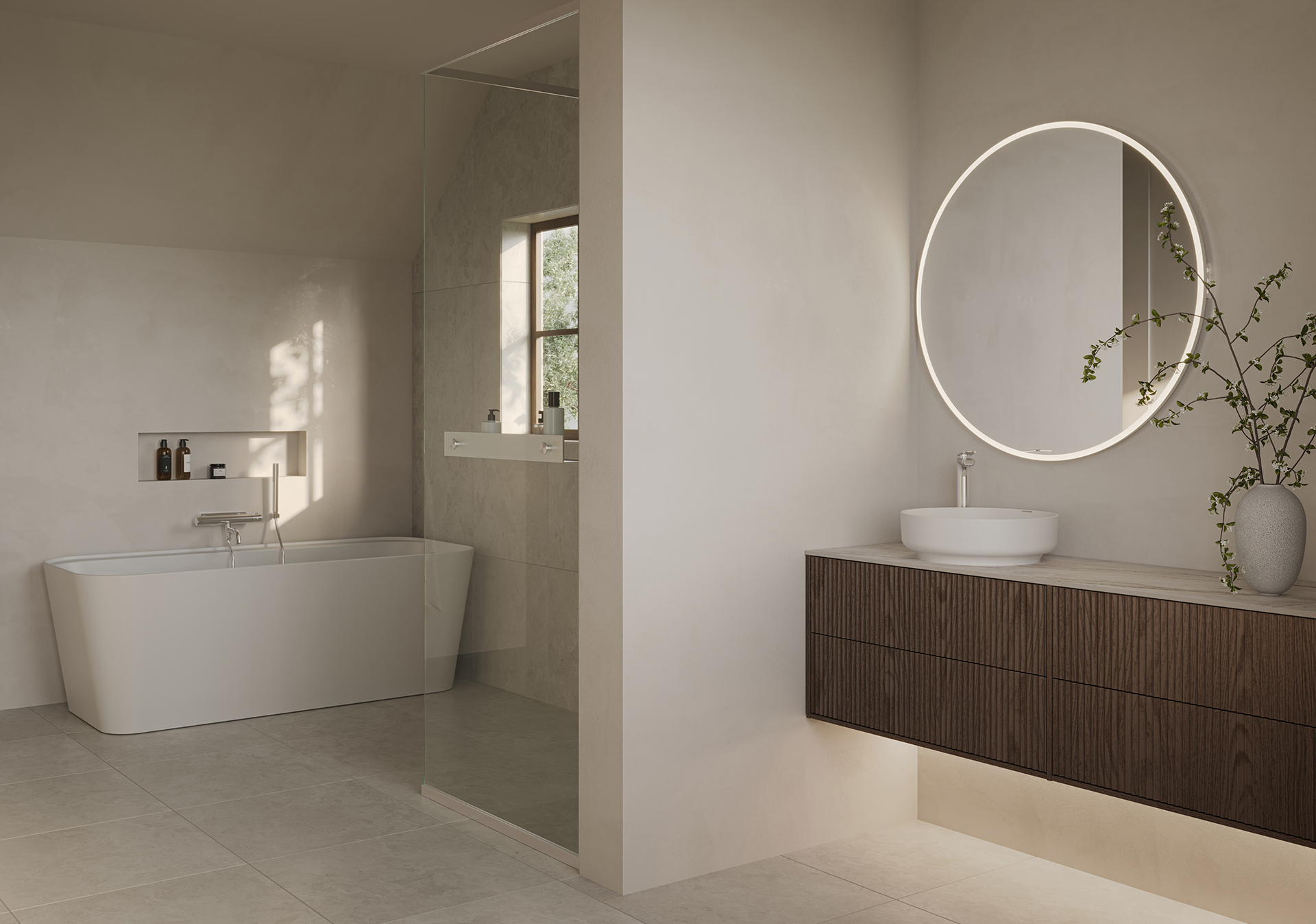 Epos vaskeskab i brun ask med fronten Svall