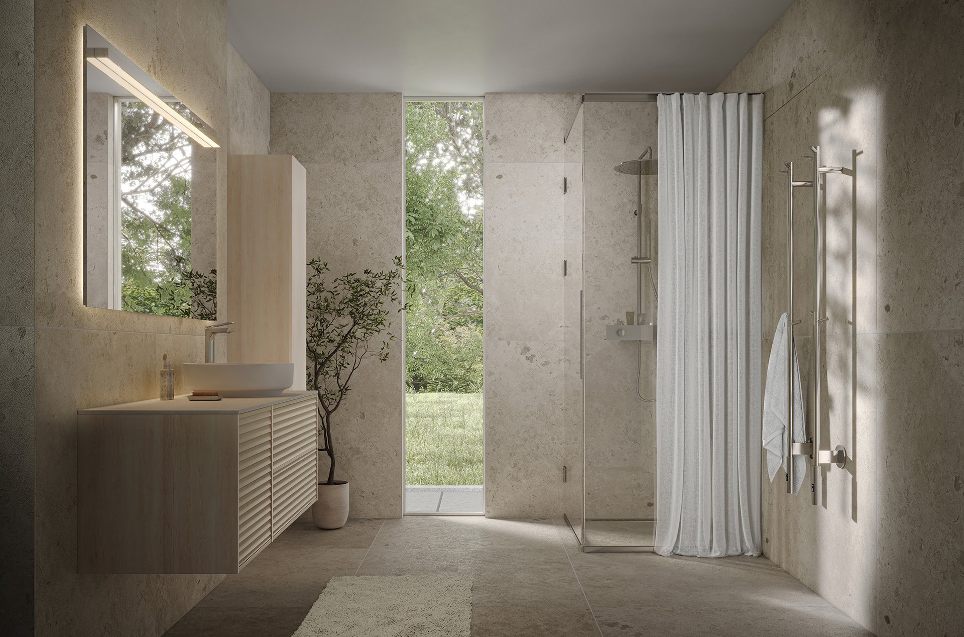 Epos vaskeskab i hvid ask med fronten Jalusi