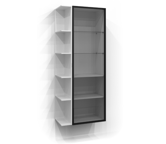 Højskab 160x50 vitrine med fri opbevaring